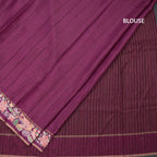 Raw Silk Magenta Purple Zari Stripes Saree And Thread Border