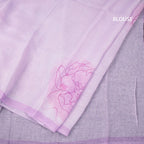 Semi Linen Lavender Floral Printed Saree And Ribbon Border