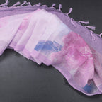Semi Linen Lavender Floral Printed Saree And Ribbon Border