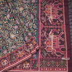 Raw Silk Dark Green Kalamkari Printed Saree