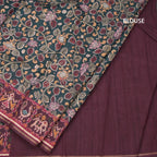 Raw Silk Dark Green Kalamkari Printed Saree