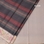 Raw Silk Multi Colour Zari Checked Saree And Thread Border