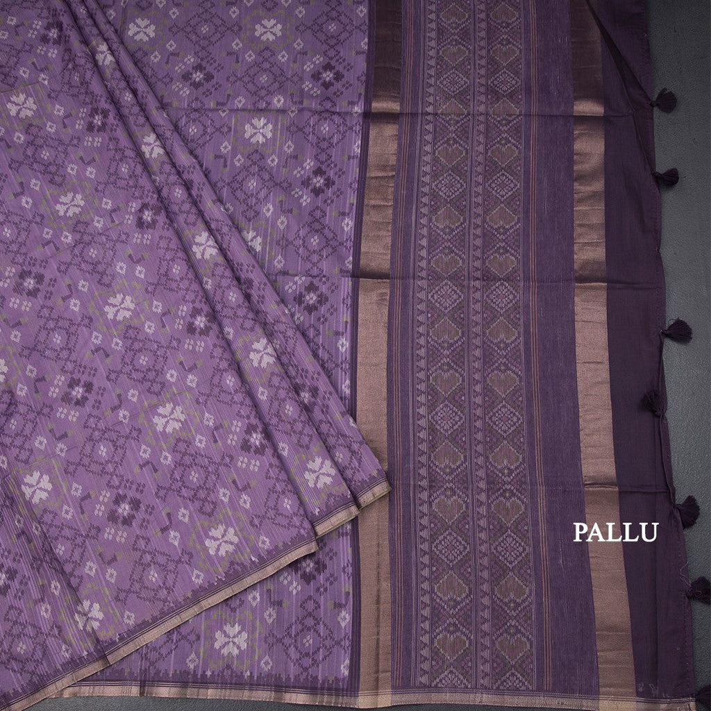 Semi Raw Silk Purple Printed Saree 02