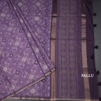 Semi Raw Silk Purple Printed Saree 02