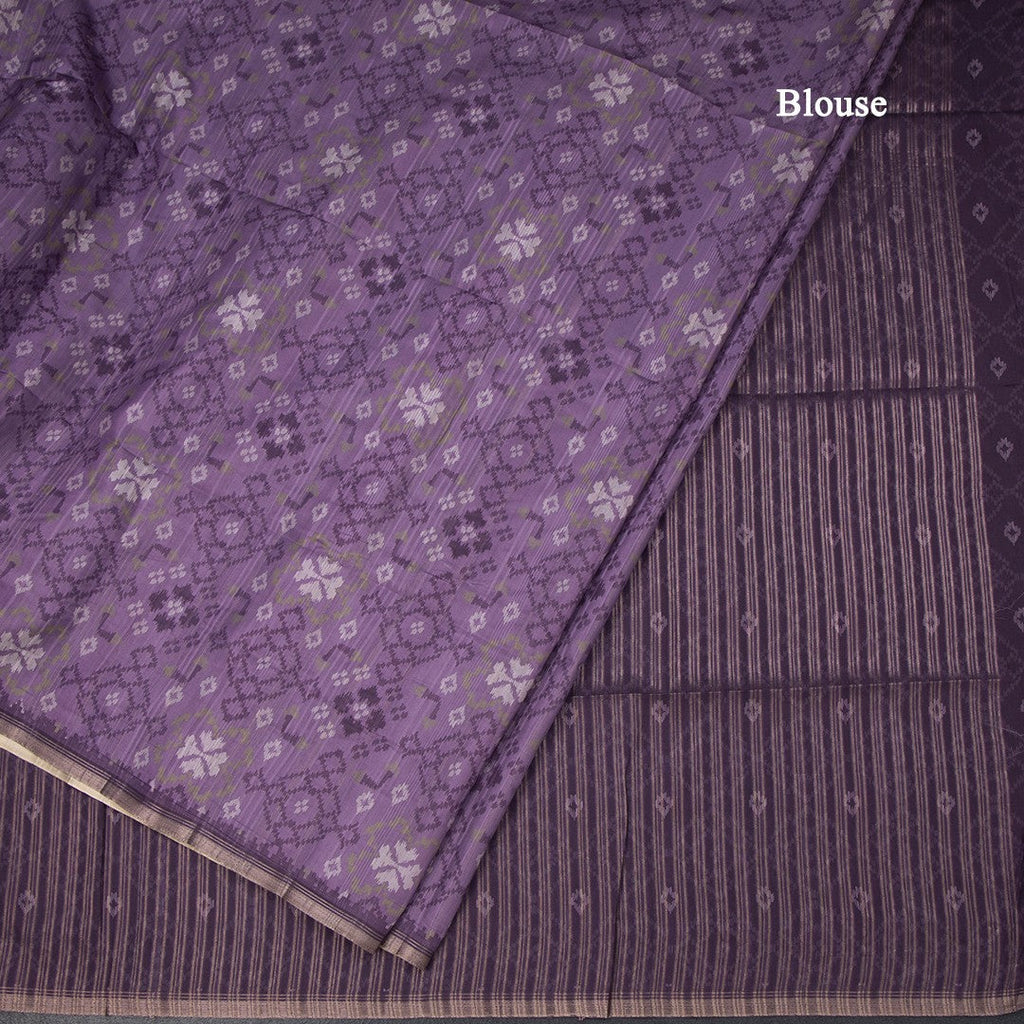 Semi Raw Silk Purple Printed Saree 02