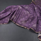 Semi Raw Silk Purple Printed Saree 02