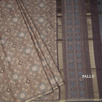 Semi Raw Silk Olive Green Printed Saree 02