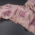 Raw Silk Onion Pink Floral Printed And Ribbon Border