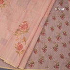 Raw Silk Peach Floral Printed Saree