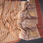 Raw Silk Multi Colour Checked Saree And Ribbon Border