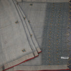 Linen Shot Colour Thread Work Saree And Zari Border
