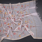 Linen Lavender Floral Thread Work Saree