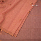 Linen Peach Floral Thread Work Saree