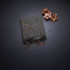 Linen Grey Floral Thread Work Saree