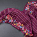 Raw Silk Magenta Purple Zari Stripes Saree And Thread Border 02