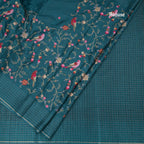 Raw Silk Peacock Green Floral Thread Work Saree