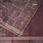 Raw Silk Maroon Printed Saree