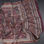 Raw Silk Maroon Printed Saree