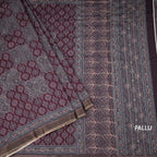 Raw Silk Maroon Printed Saree 02