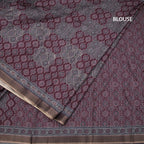 Raw Silk Maroon Printed Saree 02
