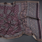 Raw Silk Maroon Printed Saree 02