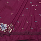 Raw Silk Wine Colour Saree With Thread Buttas And Cut Work Border