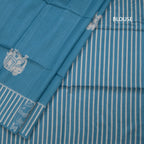 Semi Raw Silk Blue Elephant Printed Saree And Stripes Border
