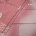 Semi Raw Silk Onion Pink Elephant Printed Saree And Stripes Border
