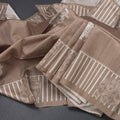 Semi Raw Silk Golden Brown Elephant Printed Saree And Stripes Border