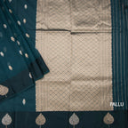 Kota Teal Green Saree With Zari Buttas And Zari Border