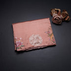 Raw Silk Peach Saree With Thread Buttas And Cut Work Border