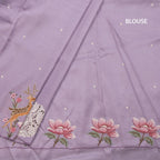 Raw Silk Lavender Saree With Thread Buttas And Cut Work Border