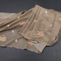 Linen Sage Green Borderless Thread Work Saree