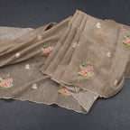 Linen Sage Green Borderless Thread Work Saree
