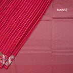 Raw Silk Red Zari Stripes Saree And Thread Border