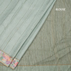 Raw Silk Pista Green Zari Stripes Saree And Thread Border