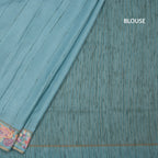 Raw Silk Powder Blue Zari Stripes Saree And Thread Border