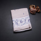 Linen Cream Floral Printed Saree 04