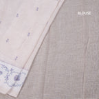 Linen Cream Floral Printed Saree 04