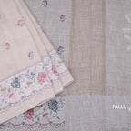 Linen Cream Floral Printed Saree 03