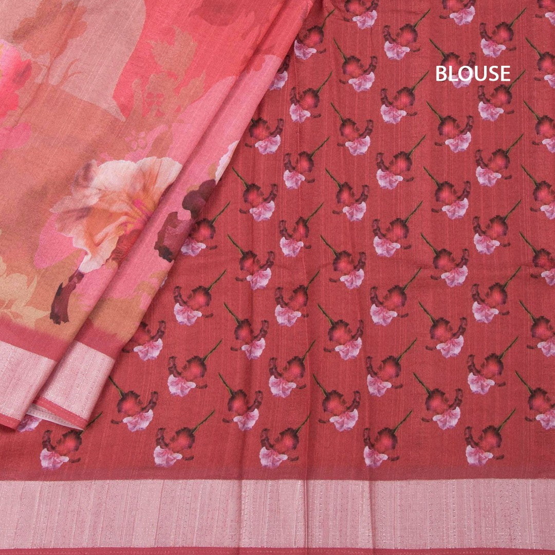 Tussar Blush Pink Printed Saree