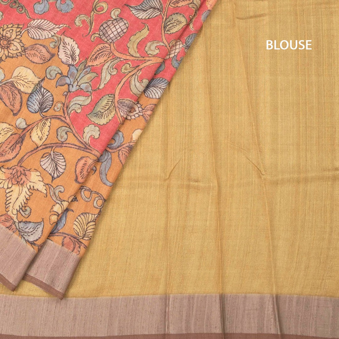 Tussar Multi Colour Kalamkari Printed Saree