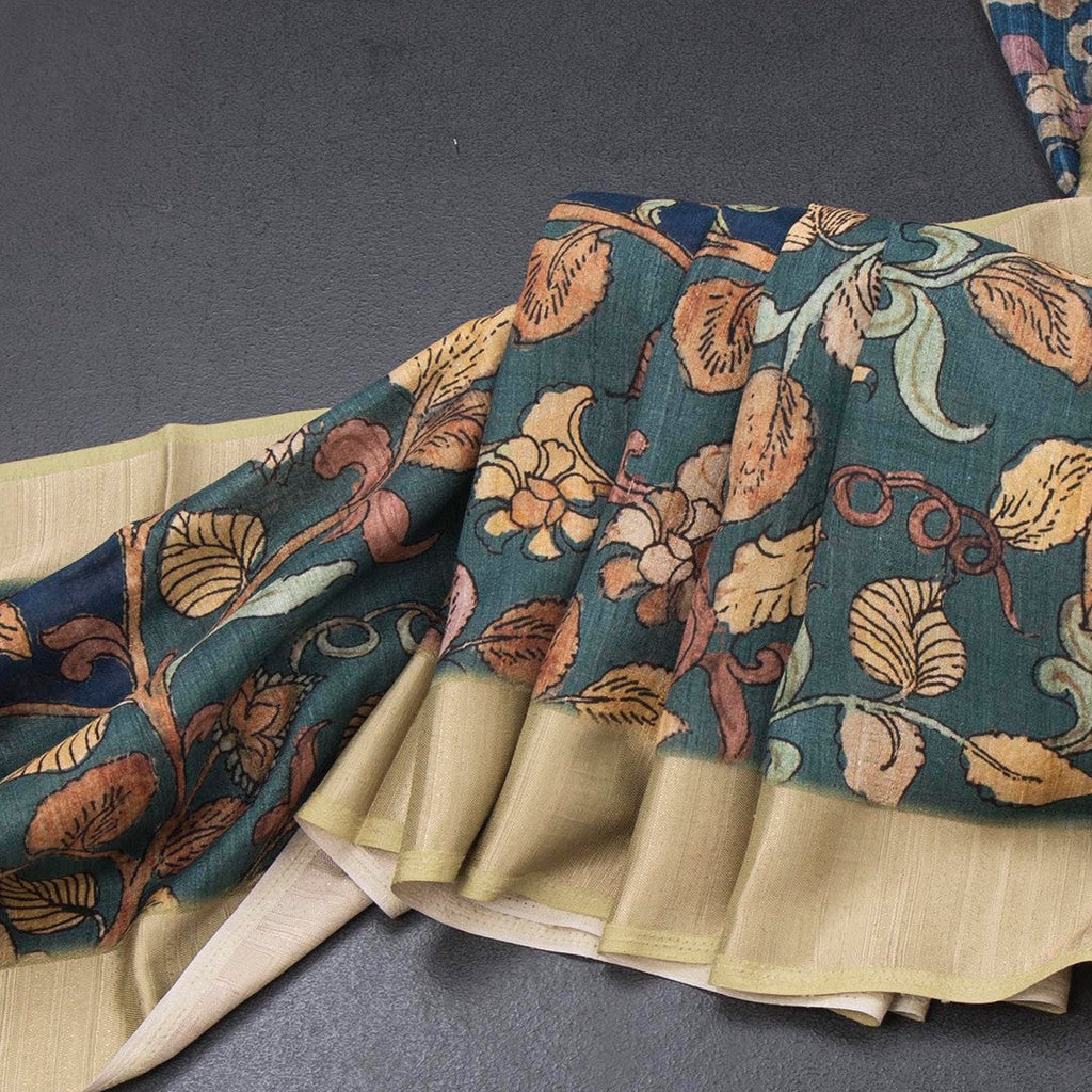 Tussar Multi Colour Kalamkari Printed Saree 02