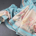 Raw Silk Sky Blue Printed With Zari Stripes Saree