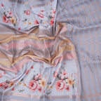 Raw Silk Multi Colour Printed With Zari Stripes Saree 03