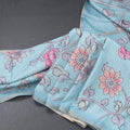 Semi Raw Silk Sky Blue Printed Saree With Floral Creeper Design