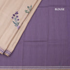 Raw Silk Cream Floral Printed Saree 02
