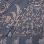 Satin Silk Grey Floral Printed Saree