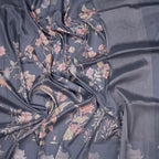 Satin Silk Grey Floral Printed Saree