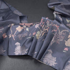 Satin Silk Grey Floral Printed Saree